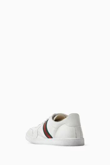 Worn-out Effect Stretch Low-top Sneakers in Leather