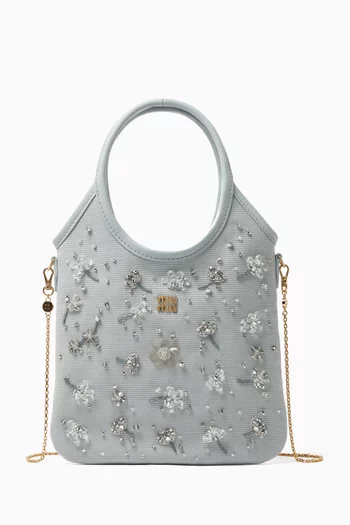 Mini Ivy Tote Bag in Embroidered Canvas