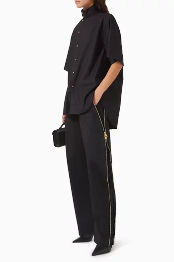Peggy Barrel-leg Pants in Stretch-cotton