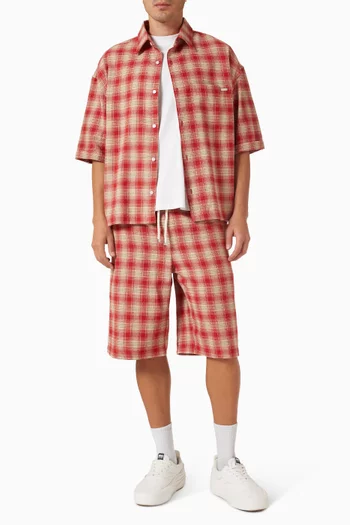 Plaid Relaxed Shorts in Cotton