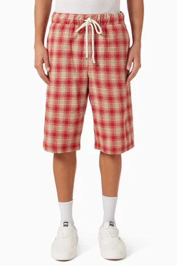 Plaid Relaxed Shorts in Cotton