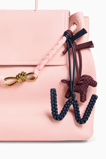 Letter W Charm in Intrecciato Nappa