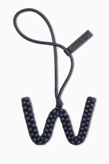 Letter W Charm in Intrecciato Nappa