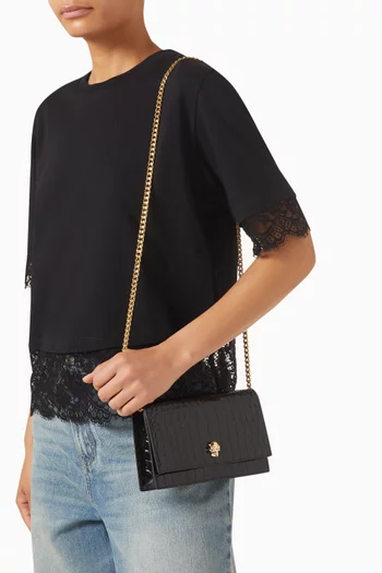 Small Skull Bag in Croc-embossed Calf Leather