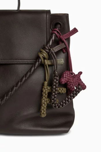 Letter J Charm in Intrecciato Leather
