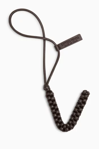 Letter J Charm in Intrecciato Leather