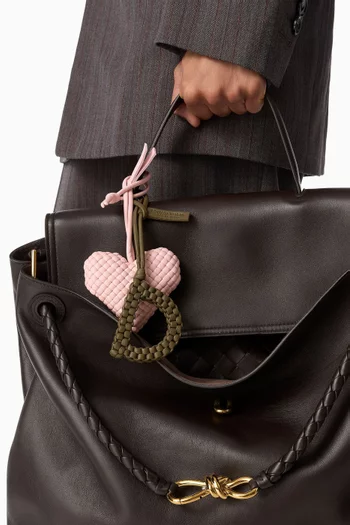 Letter F Charm in Intreccio Nappa Leather