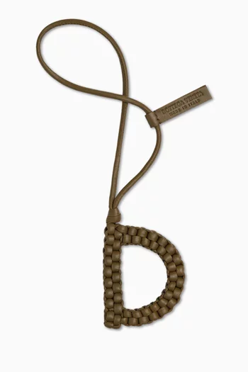 Letter F Charm in Intreccio Nappa Leather