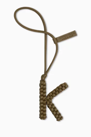 Letter K Charm in Intreccio Nappa Leather