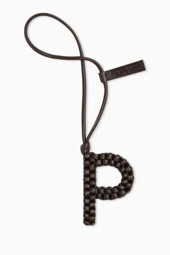 Letter P Charm in Intrecciato Nappa
