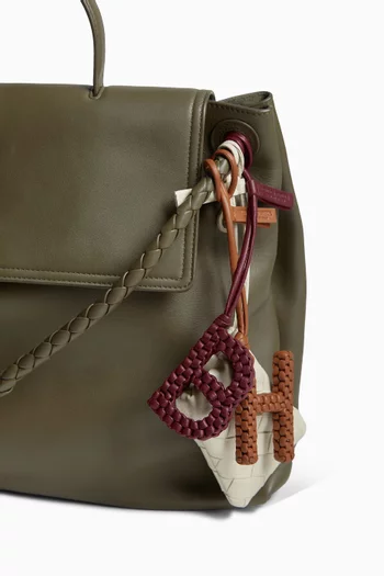 Letter J Charm in Intrecciato Leather