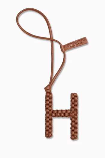 Letter J Charm in Intrecciato Leather