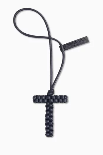Letter T Charm in Intreccio Nappa Leather