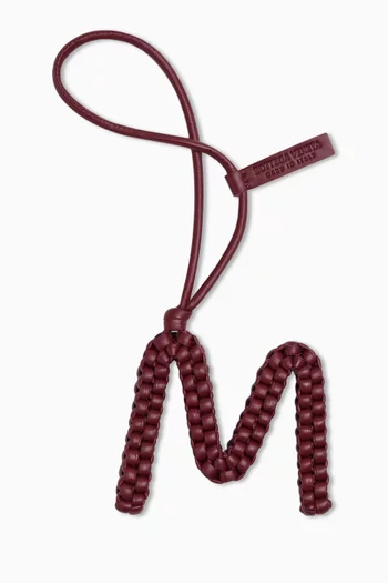 Letter M Charm in Intrecciato Leather