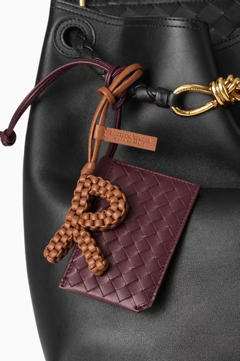 Letter R Charm in Intrecciato Nappa