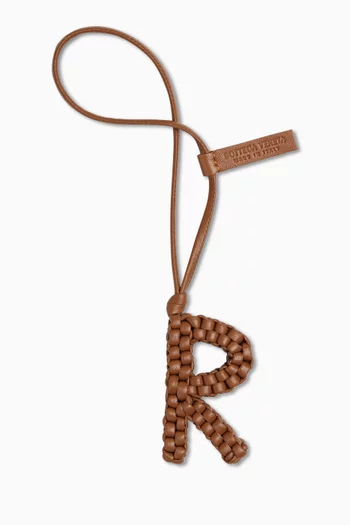 Letter R Charm in Intrecciato Nappa