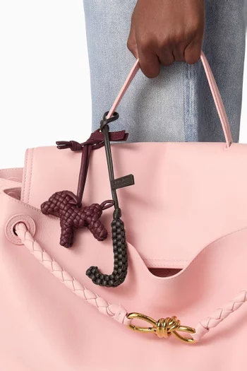 Letter J Charm in Intrecciato Leather