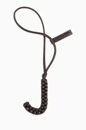 Letter J Charm in Intrecciato Leather