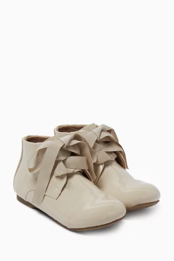 Jane Bow Boots in Patent Leather