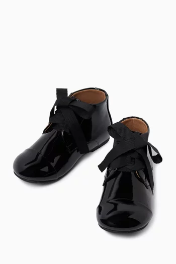 Jane Bow Boots in Patent Leather
