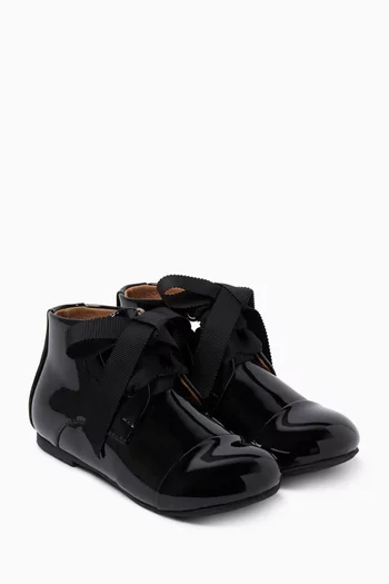 Jane Bow Boots in Patent Leather