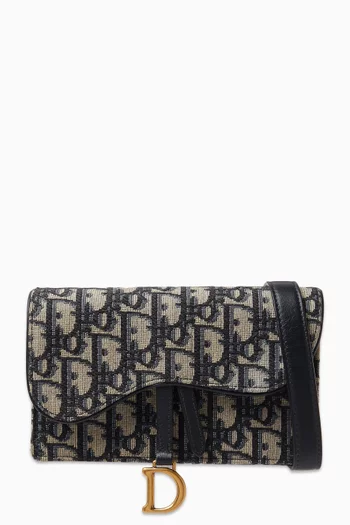 Saddle Chain Wallet in Oblique Jacquard