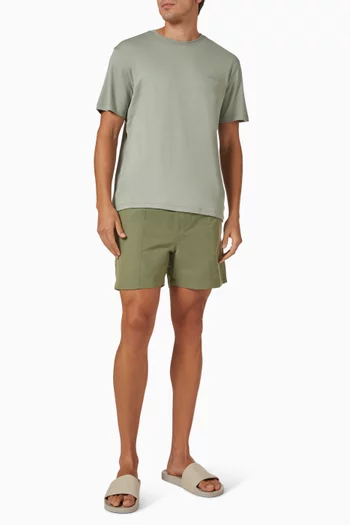 Double Logo Waistband Swim Shorts in Stretch Nylon