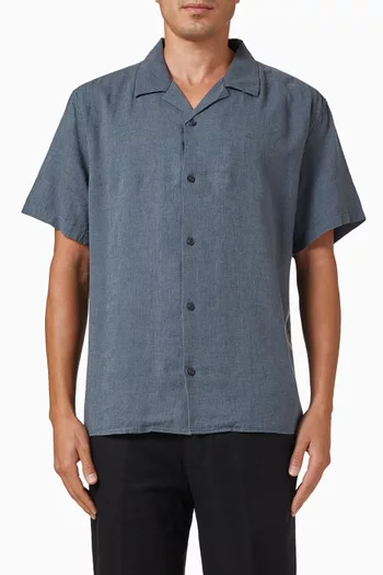 Camp Collar Shirt in Linen-blend