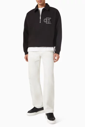 Logo Appliqué Zip Sweatshirt in Jersey