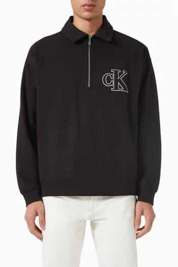 Logo Appliqué Zip Sweatshirt in Jersey