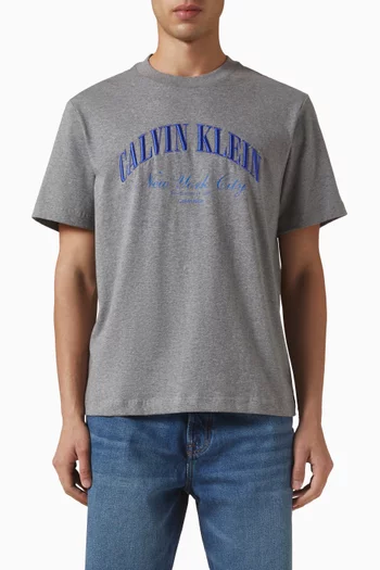 Embroidered NYC Logo T-shirt in Cotton-jersey