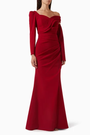 Asymmetrical Neckline Gown