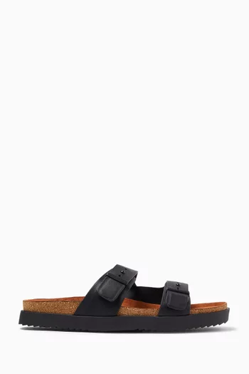 Adjustable Sandals in Leather & Cork