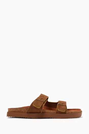 Adjustable Sandals in Suede & Cork