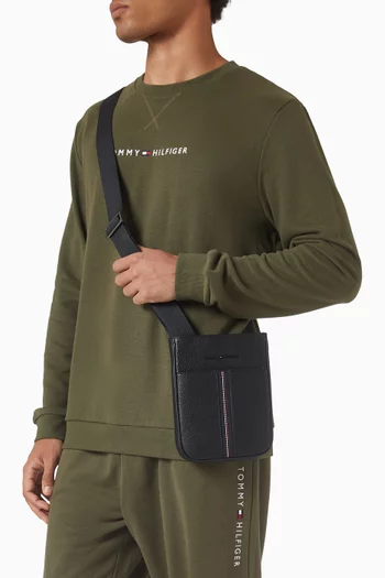 Metal Logo Crossbody Bag in Pebble Grain