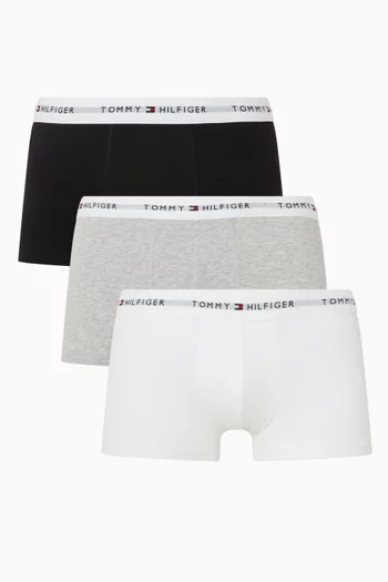 Low-rise Logo Trunks in Stretch Cotton, Set of 3
