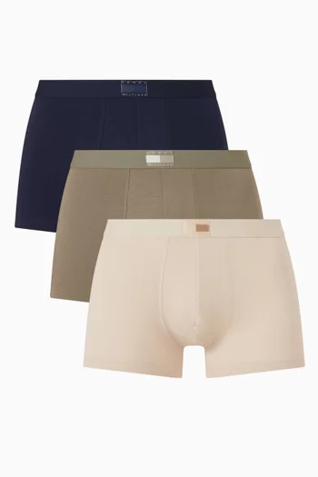 Logo Boxer Trunks in Cotton, Set of 3