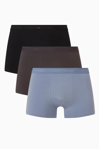 Signature Logo Boxer Trunks in Cotton, Set of 3