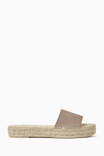 Double Sole Slides in Suede & Jute