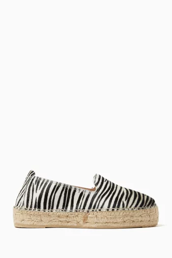Double Sole Espadrille Flats in Calf Hair