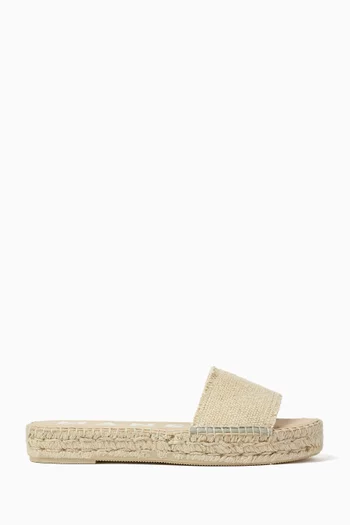 Double Sole Slides in Coarse Woven Canvas