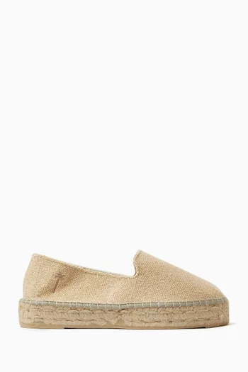 Double Sole Espadrilles in Coarse Woven Canvas