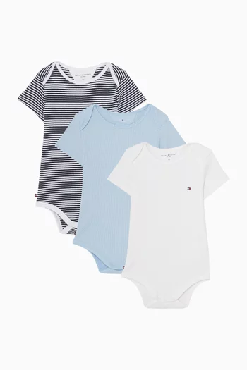 Flag Bodysuit in Cotton, Set of 3