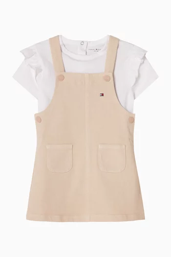 Essential Dungaree Dress & T-shirt Set