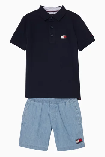 Wavy Flag Polo Shirt in Cotton