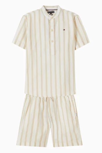 Junior Boy Stripe Shirt in Linen-blend