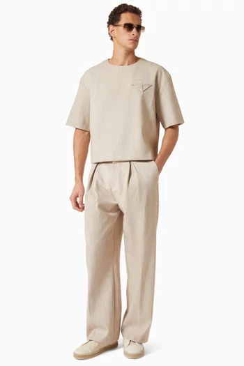 Leon Boxy Cropped Hatched T-shirt