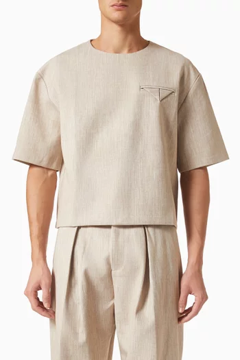 Leon Boxy Cropped Hatched T-shirt