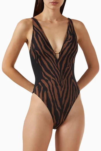 Hi Cut Plungey Triangle One-piece Swimsuit