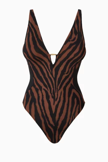 Hi Cut Plungey Triangle One-piece Swimsuit